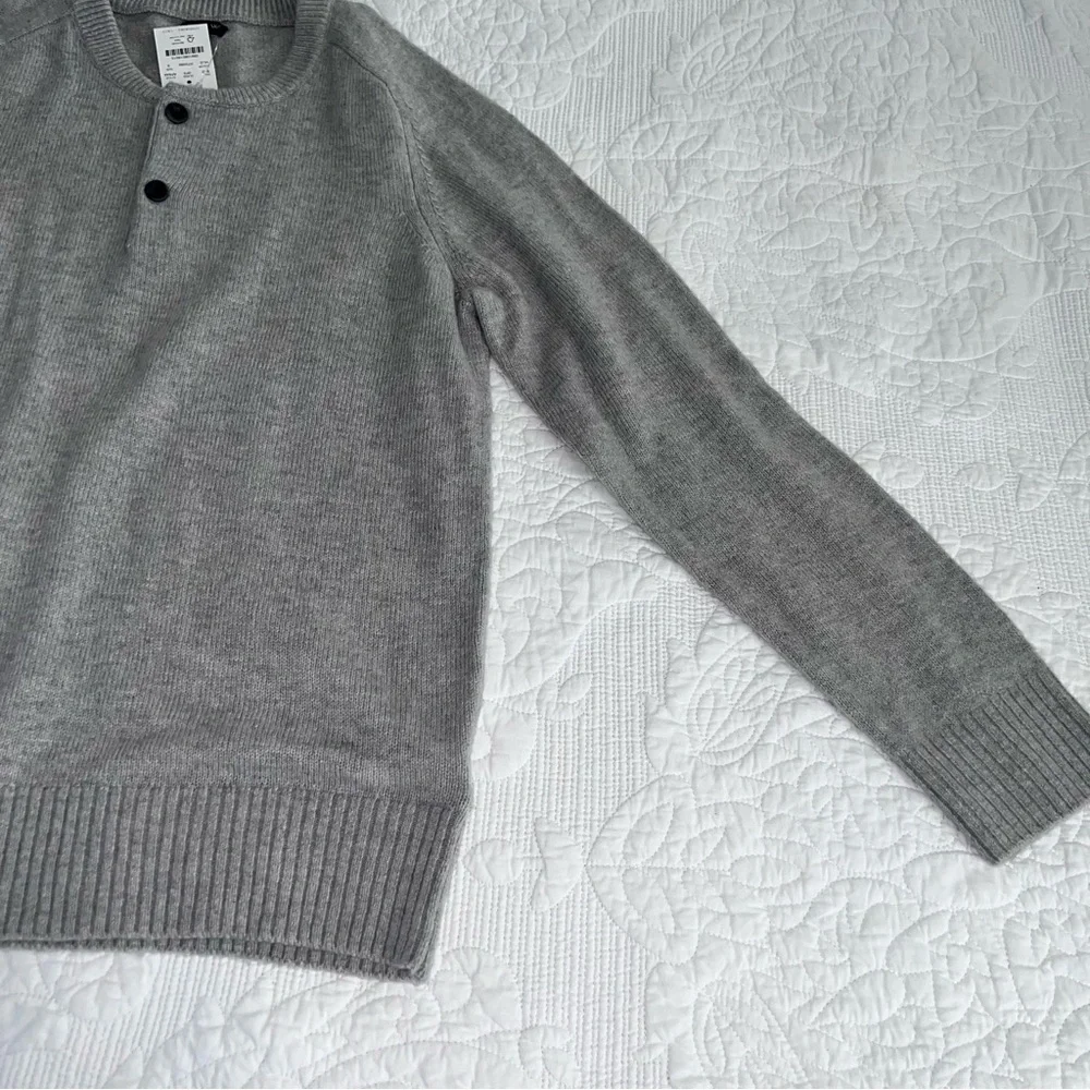 J. Crew Sweater Men Small Sweatshirt Wool Gray Pullover Preppy Crewneck Button E